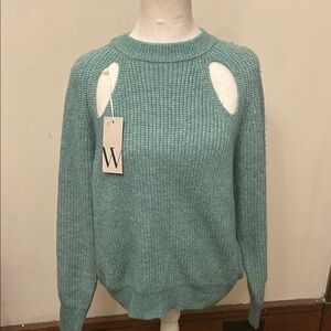 Worthington Women's jade Sweater with Cut-Out Design Size L New